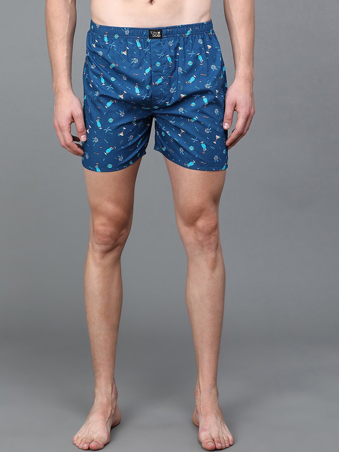 

Urban Dog Men Printed Pure Cotton Boxers, Blue