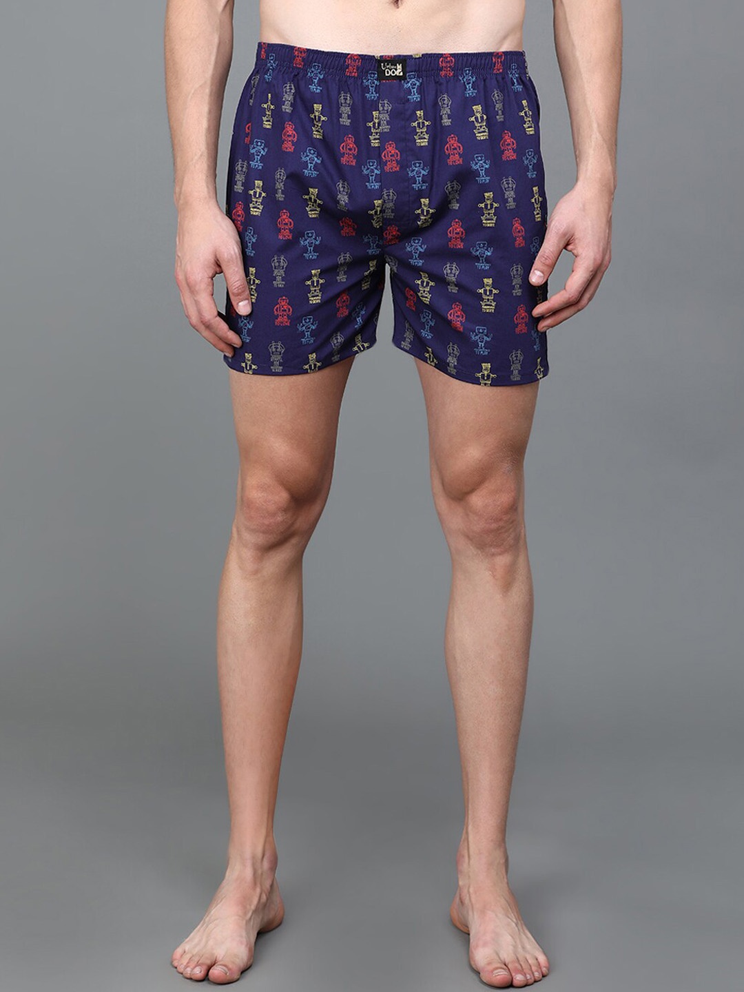 

Urban Dog Men Printed Pure Cotton Boxers, Navy blue