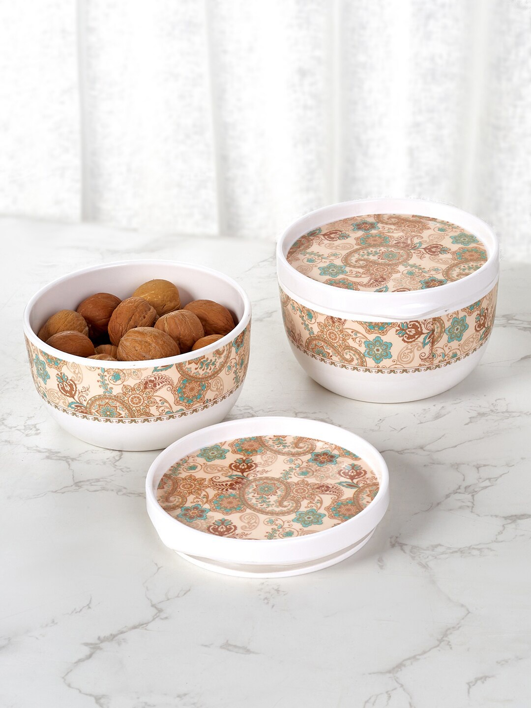 

HomeTown Cream & Brown 2 Pcs Printed Air Tight Jars