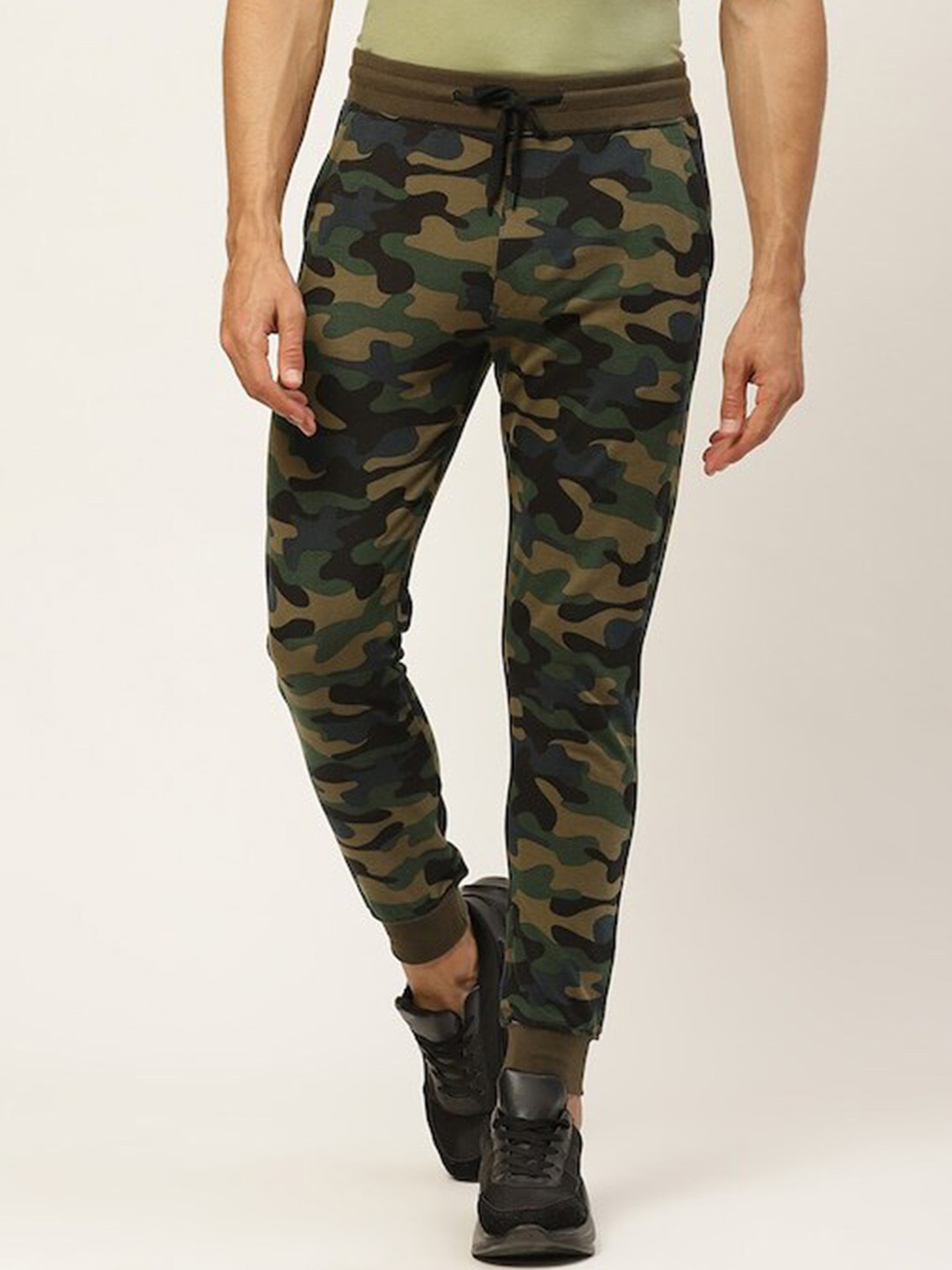 

VEIRDO Men Printed Cotton Joggers, Green