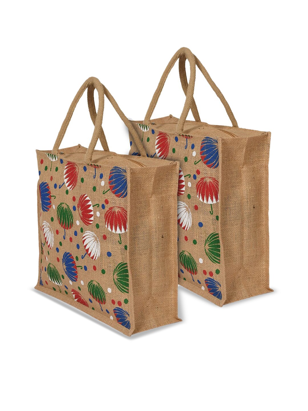 

Kuber Industries Set Of 2 Printed Structured Tote Bags, Brown