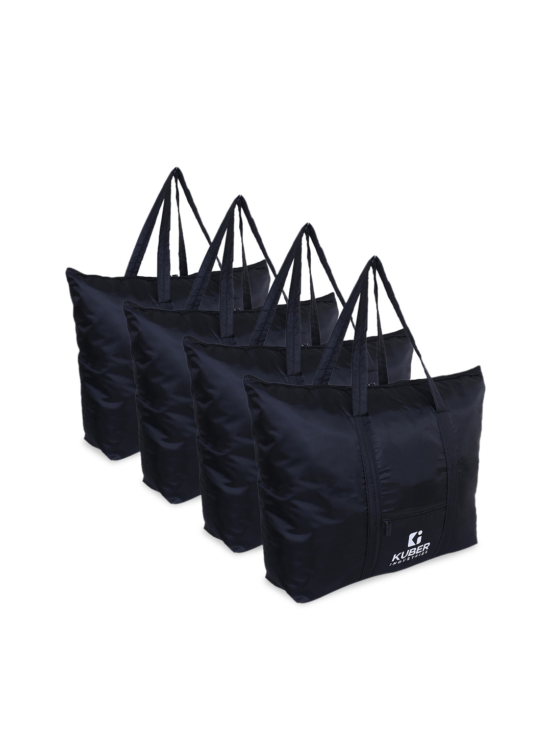 Kuber Industries Pack of 4 Oversized Shopper Tote Bag, Black