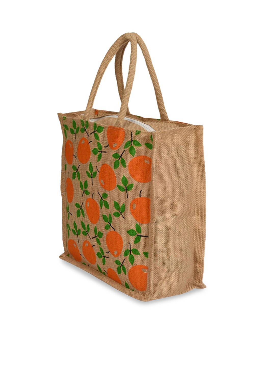 

Kuber Industries Floral Printed Swagger Jute Handheld Bag, Brown