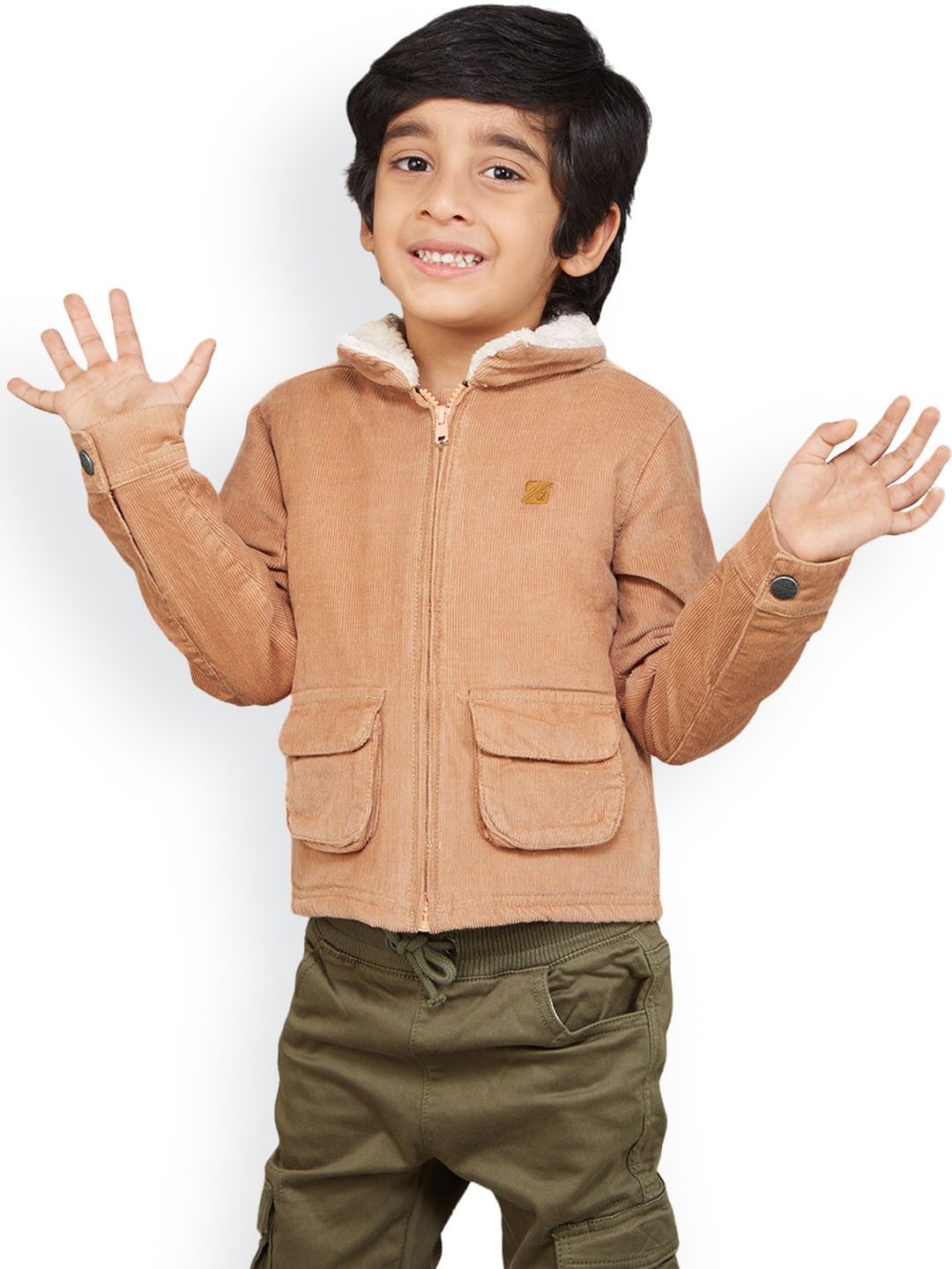 

Zalio Boys Corduroy Bomber Jacket, Brown