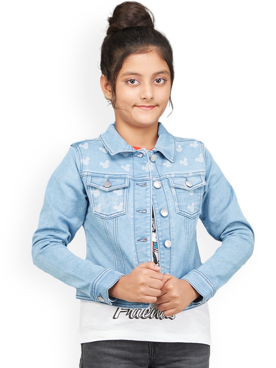 

Zalio Girls Washed Crop Denim Jacket, Blue