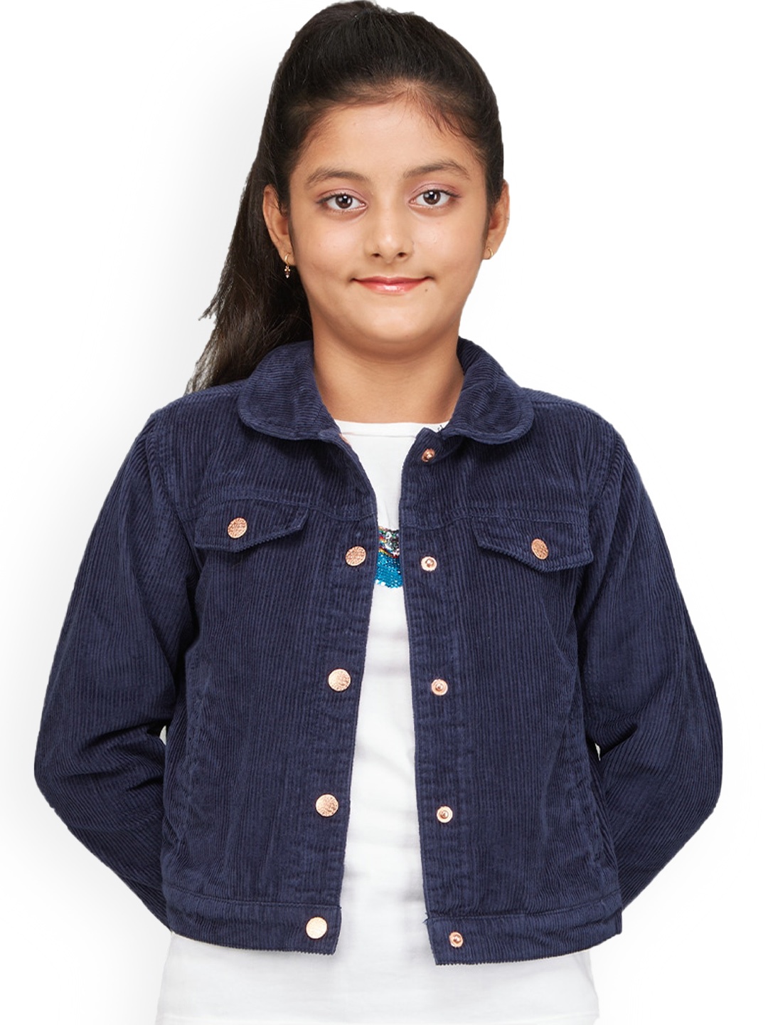 

Zalio Girls Corduroy Crop Denim Jacket, Navy blue