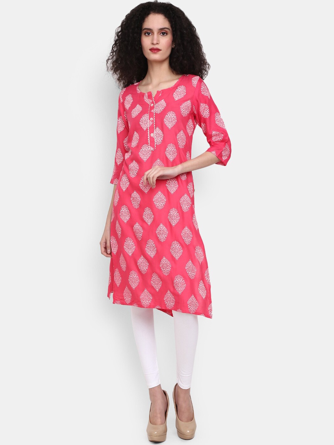 

V-Mart Women Ethnic Motifs Gotta Patti Kurta, Pink