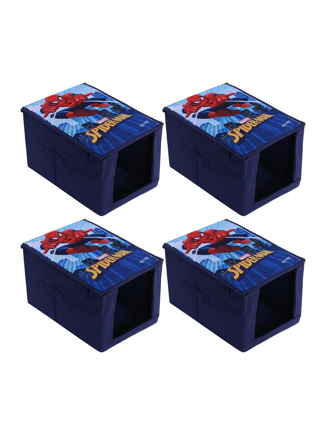 

Kuber Industries 4 Pieces Blue & Red Printed Non-Woven Shirt Stacker With Lid