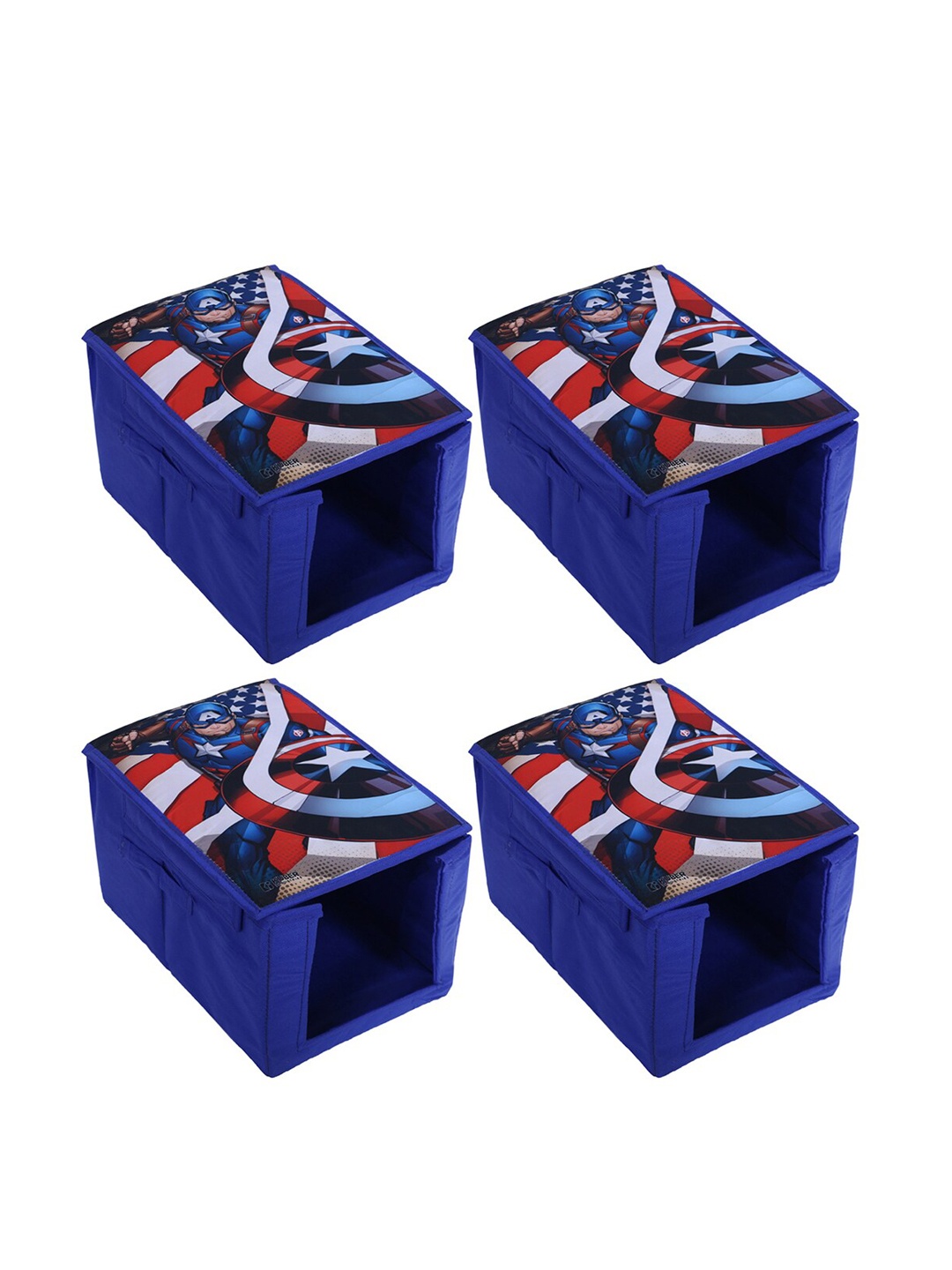 

Kuber Industries 4 Pieces Blue & Red Printed Non-Woven Shirt Stacker With Lid