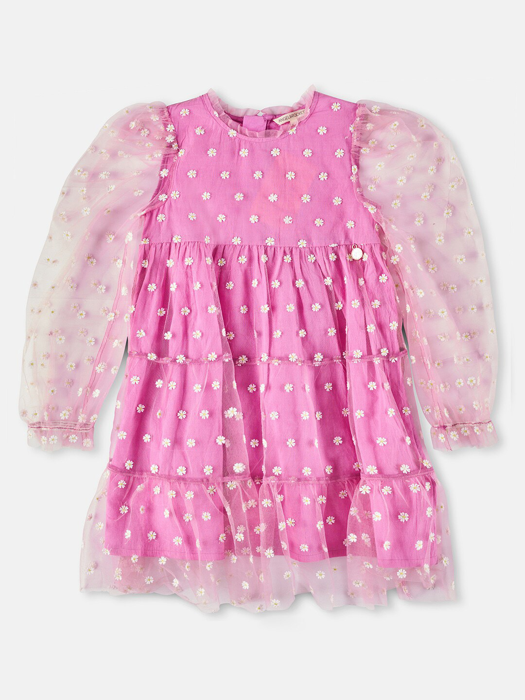 

Angel & Rocket Girls Floral Embroidered A-Line Dress, Pink