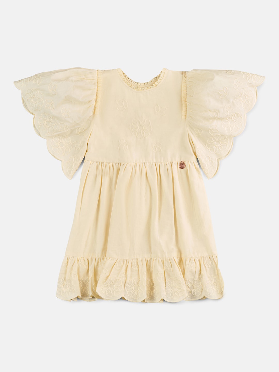 

Angel & Rocket Girls Floral Embroidered A-Line Cotton Dress, Yellow