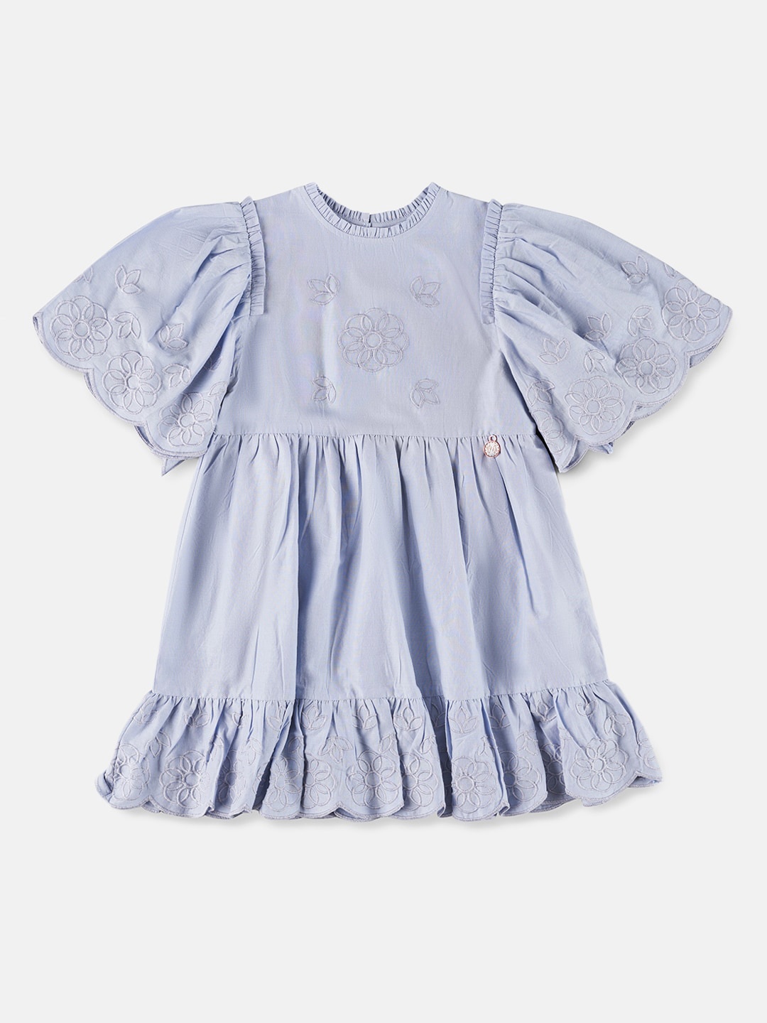 

Angel & Rocket Girls Floral Embroidered A-Line Cotton Dress, Blue