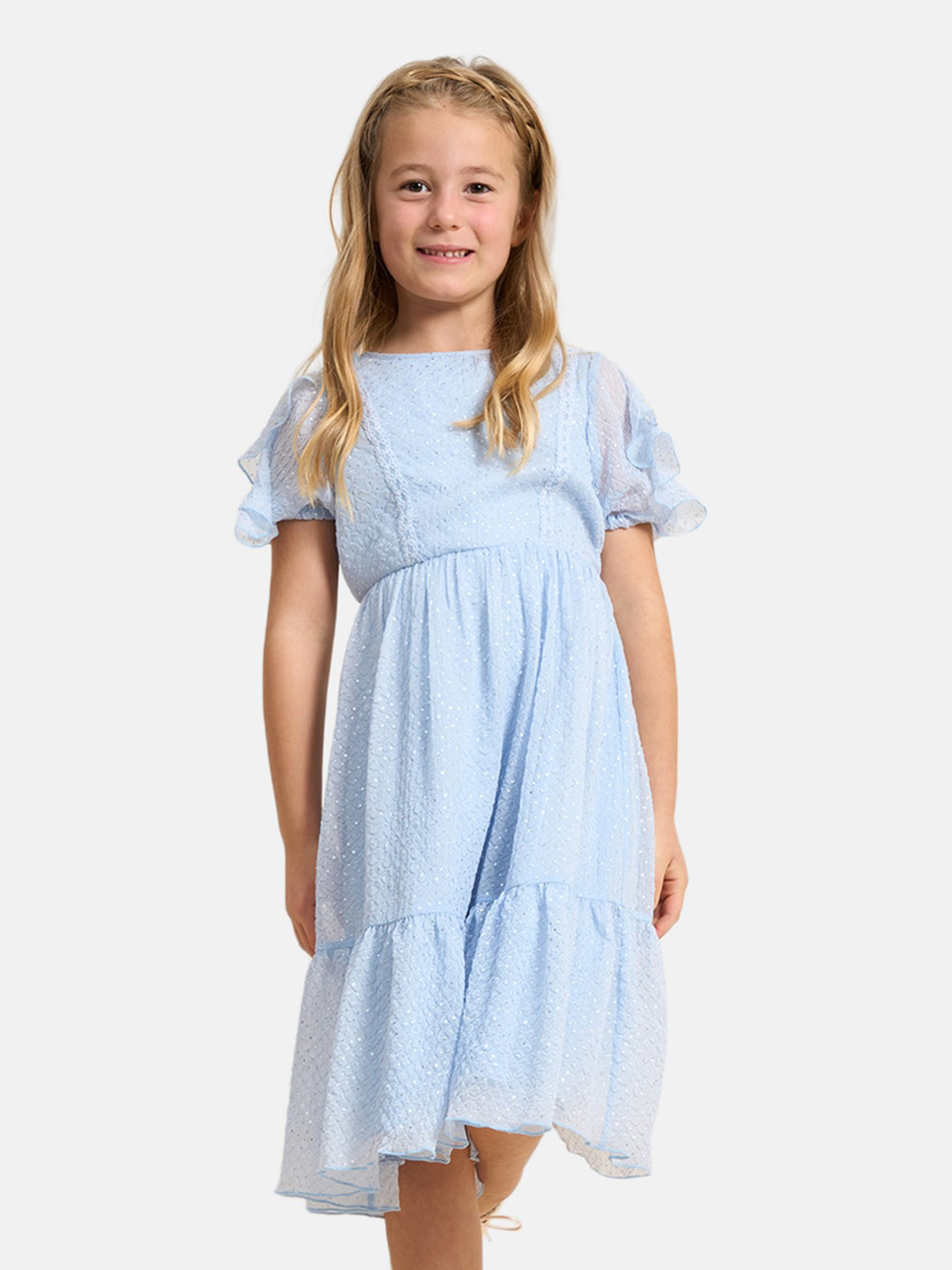 

Angel & Rocket Girls Round Neck Printed Dress, Blue