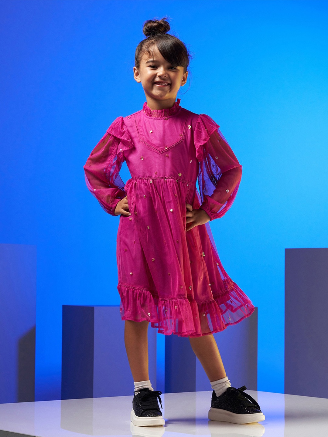 

Angel & Rocket Girls Embroidered Dress, Purple
