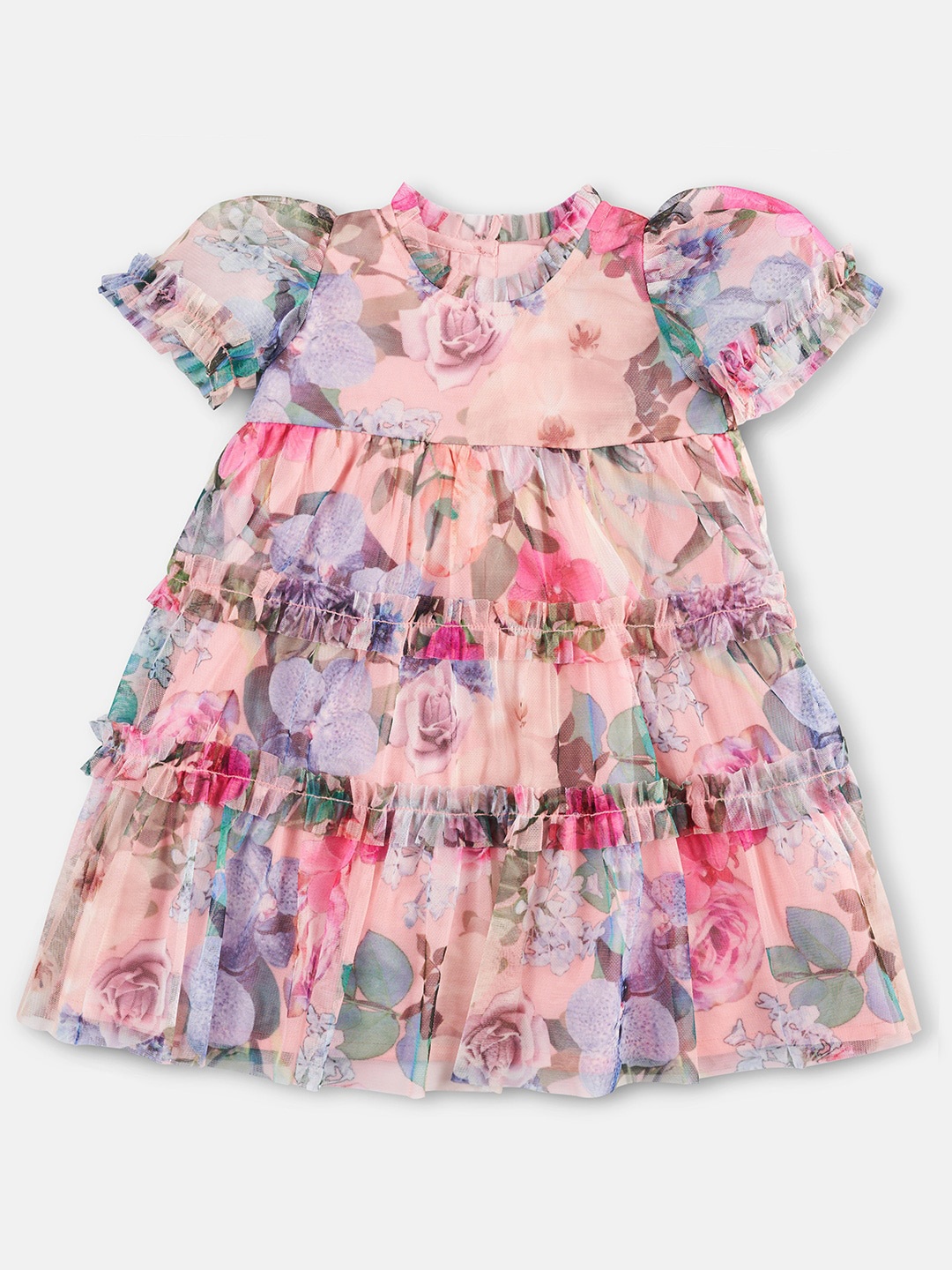 

Angel & Rocket Girls Floral A-Line Dress With Briefs, Peach