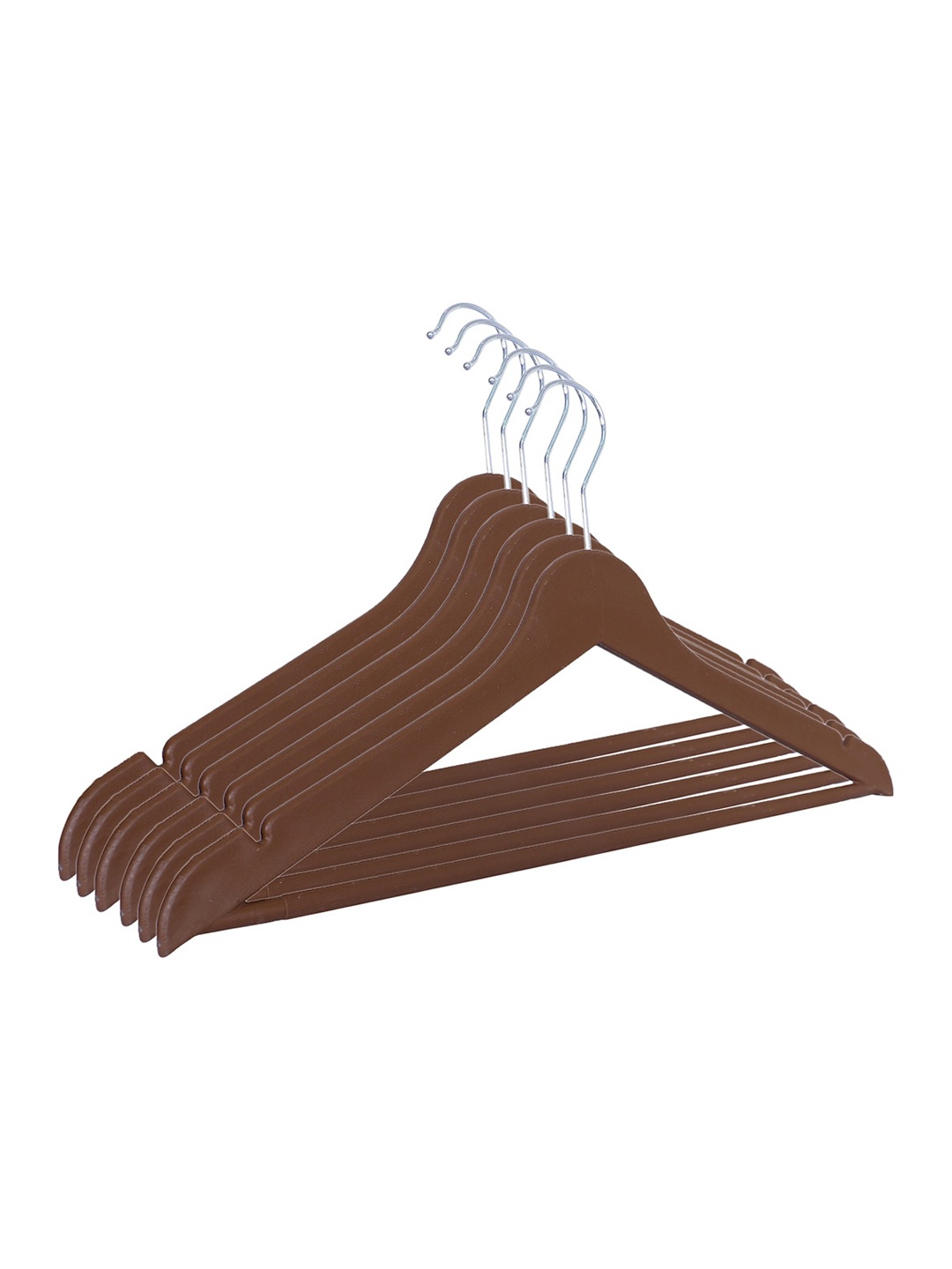 

Kuber Industries 6 Pieces Plastic Clothes Hangers With 360 Degree Swivel Hook, Brown