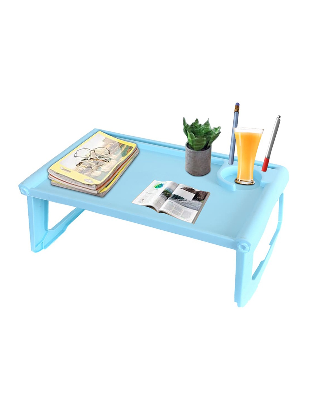 

Kuber Industries Foldable Laptop Table With Cup Holder, Blue