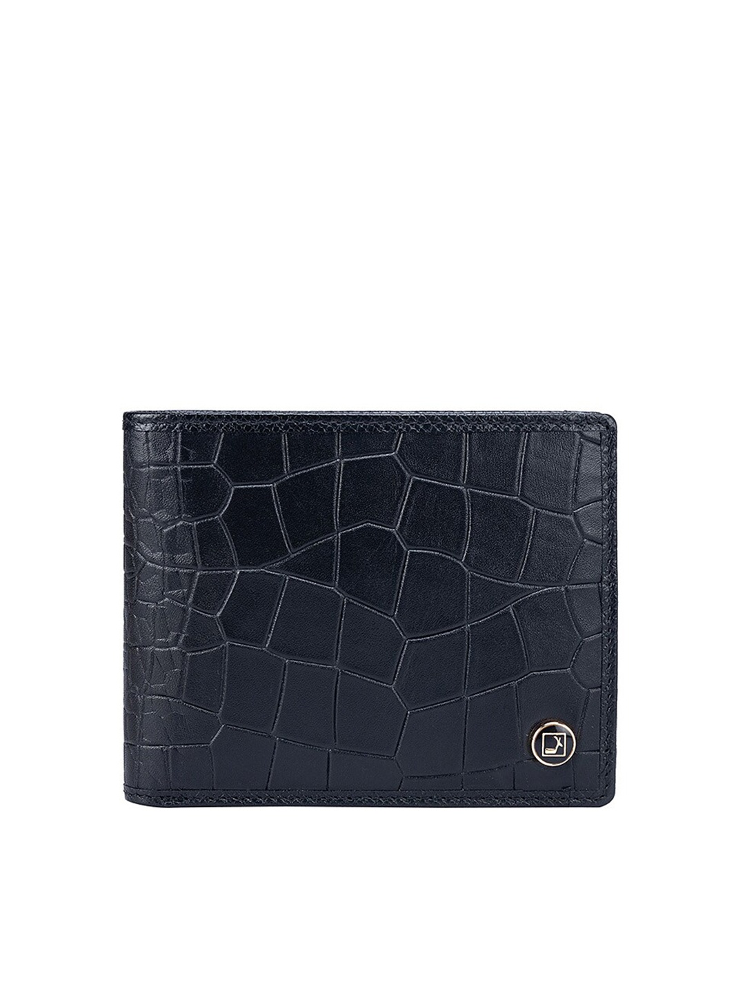

Da Milano Women Textured Leather Two Fold Wallet, Black