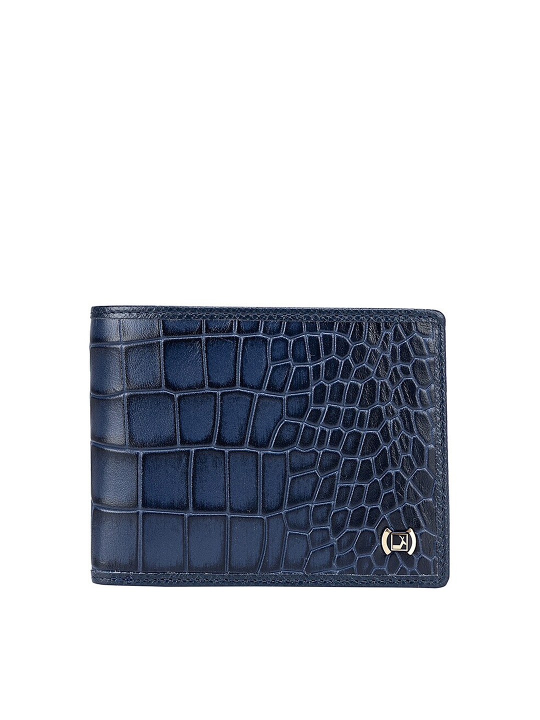 

Da Milano Women Textured Leather Two Fold Wallet, Blue