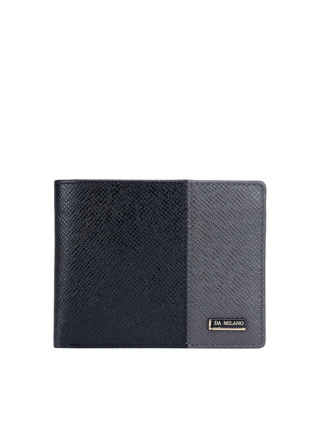 

Da Milano Women Textured Leather Two Fold Wallet, Black