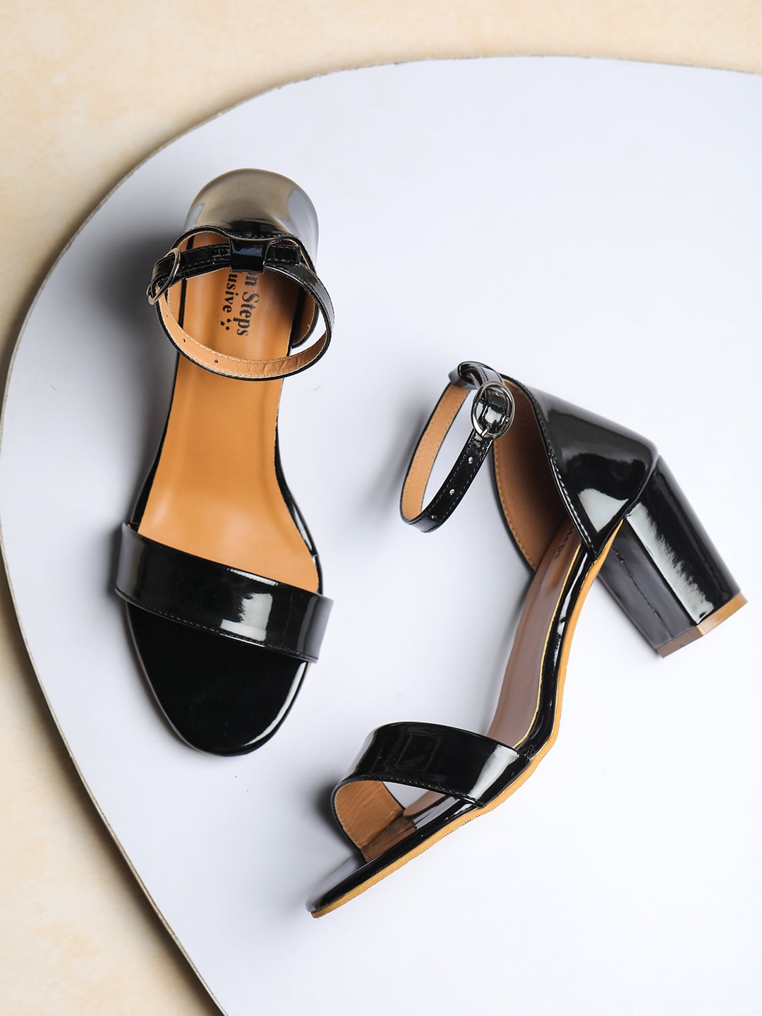 

LONDON STEPS Open Toe Block Heels, Black