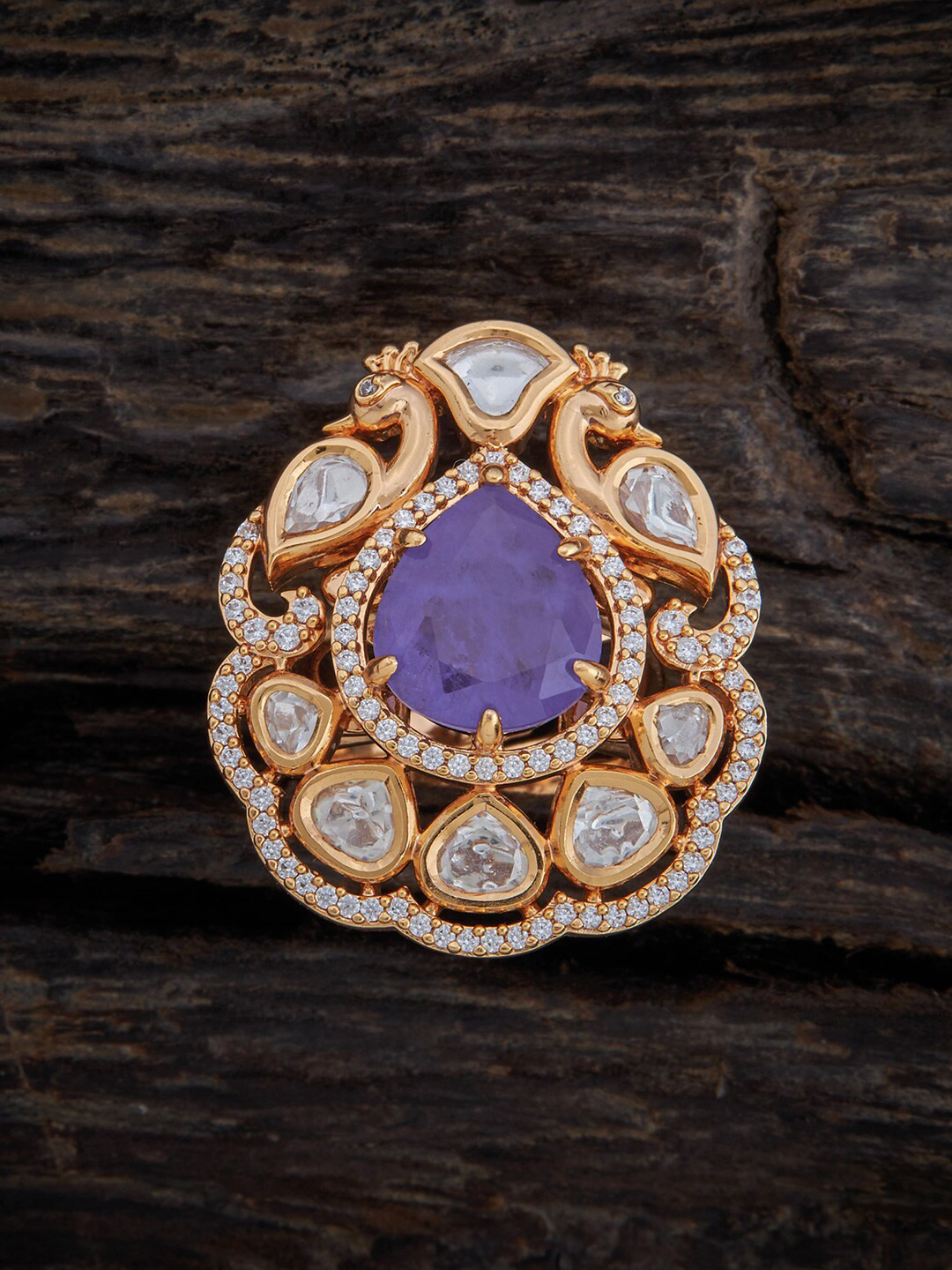 

Kushal's Fashion Jewellery Kundan-Studded Adjustable Finger Ring, Gold