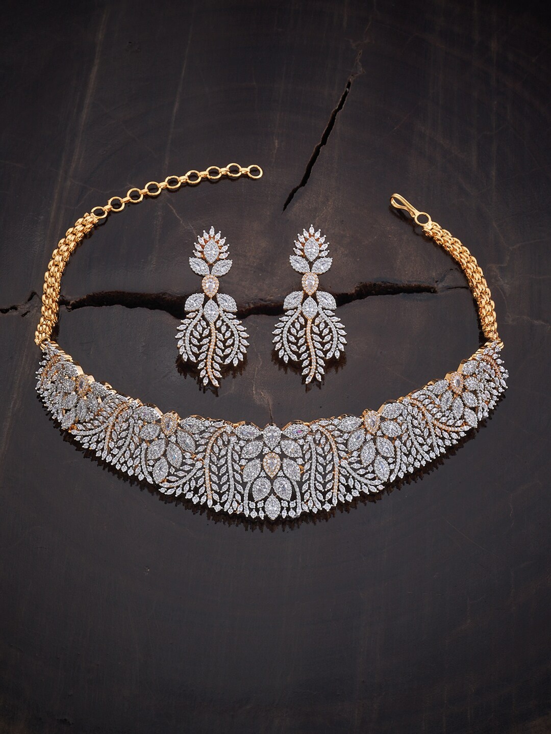 

Kushal's Fashion Jewellery Gold-Plated CZ Studded Jewellery Set, White