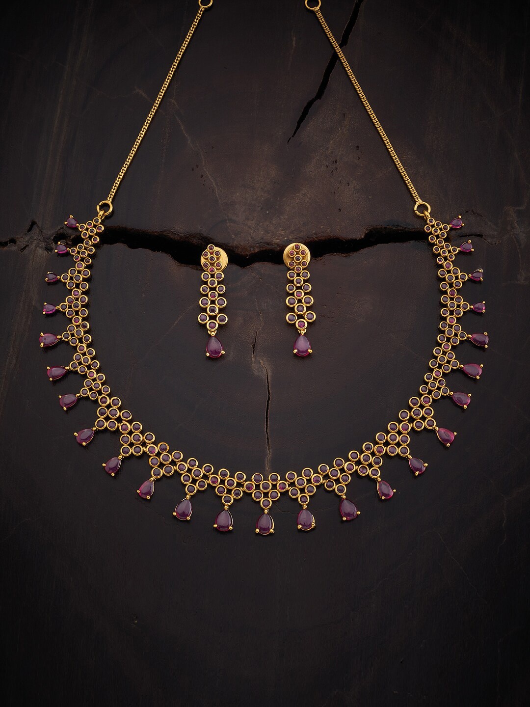 

Kushal's Fashion Jewellery Women Gold-Plated Stone Studded Jewellery Set, Pink
