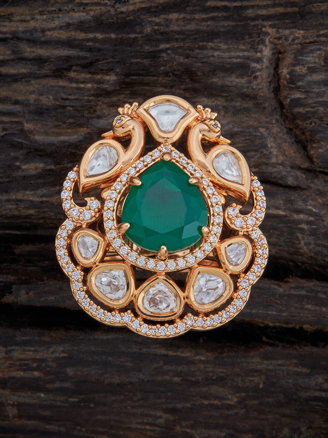 

Kushal's Fashion Jewellery Kundan Stone-Studded Finger Ring, Green