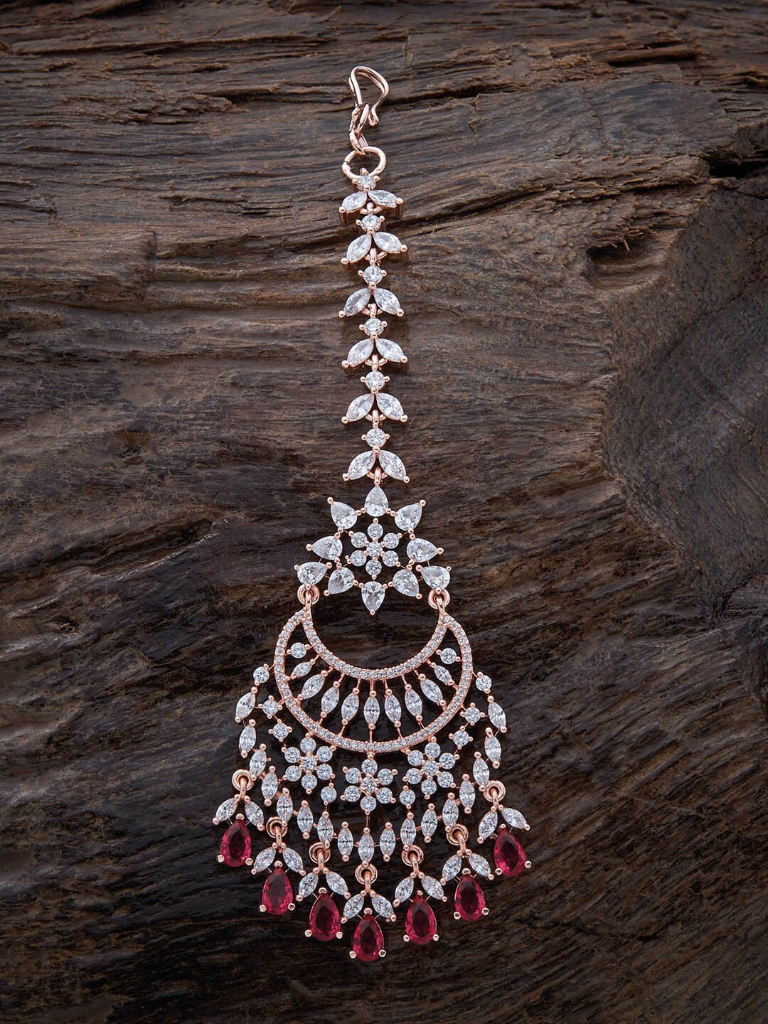 

Kushal's Fashion Jewellery Rose Gold-Plated Head Jewellery, Red
