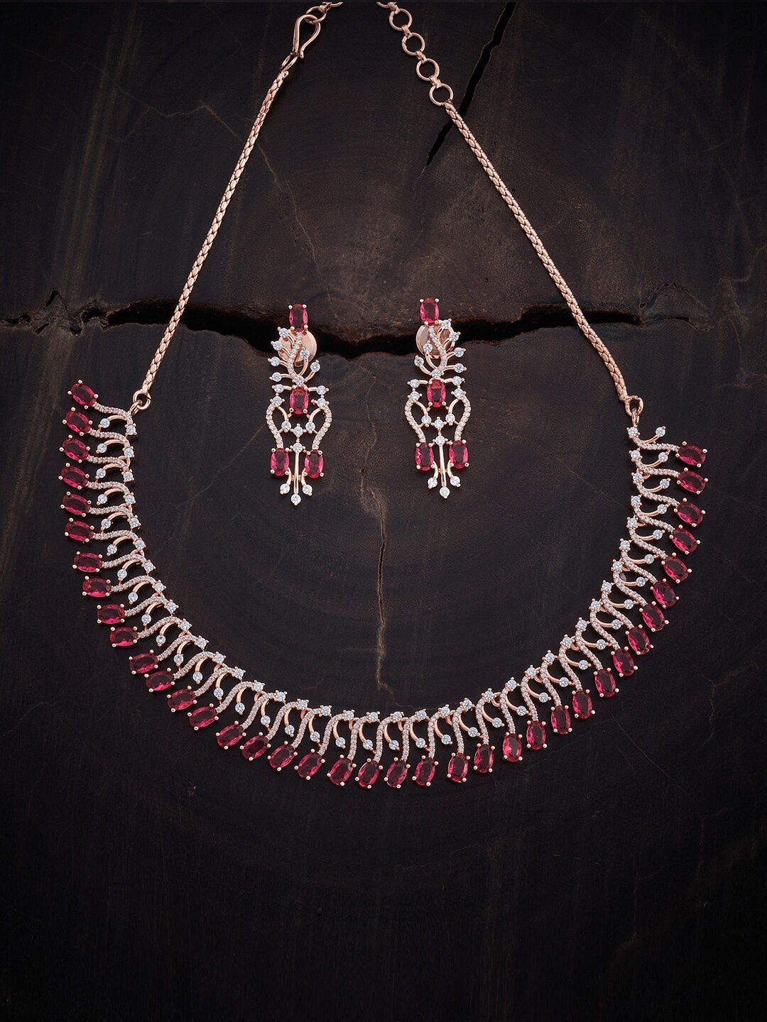 

Kushal's Fashion Jewellery Women Rose Gold-Plated CZ Studded Jewellery Set