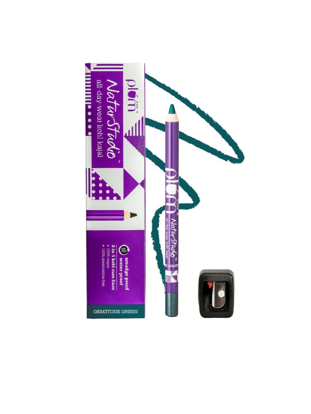 

Plum NaturStudio All-Day-Wear Kohl Kajal Gemstone Green with Free Sharpener - 1.2 gm