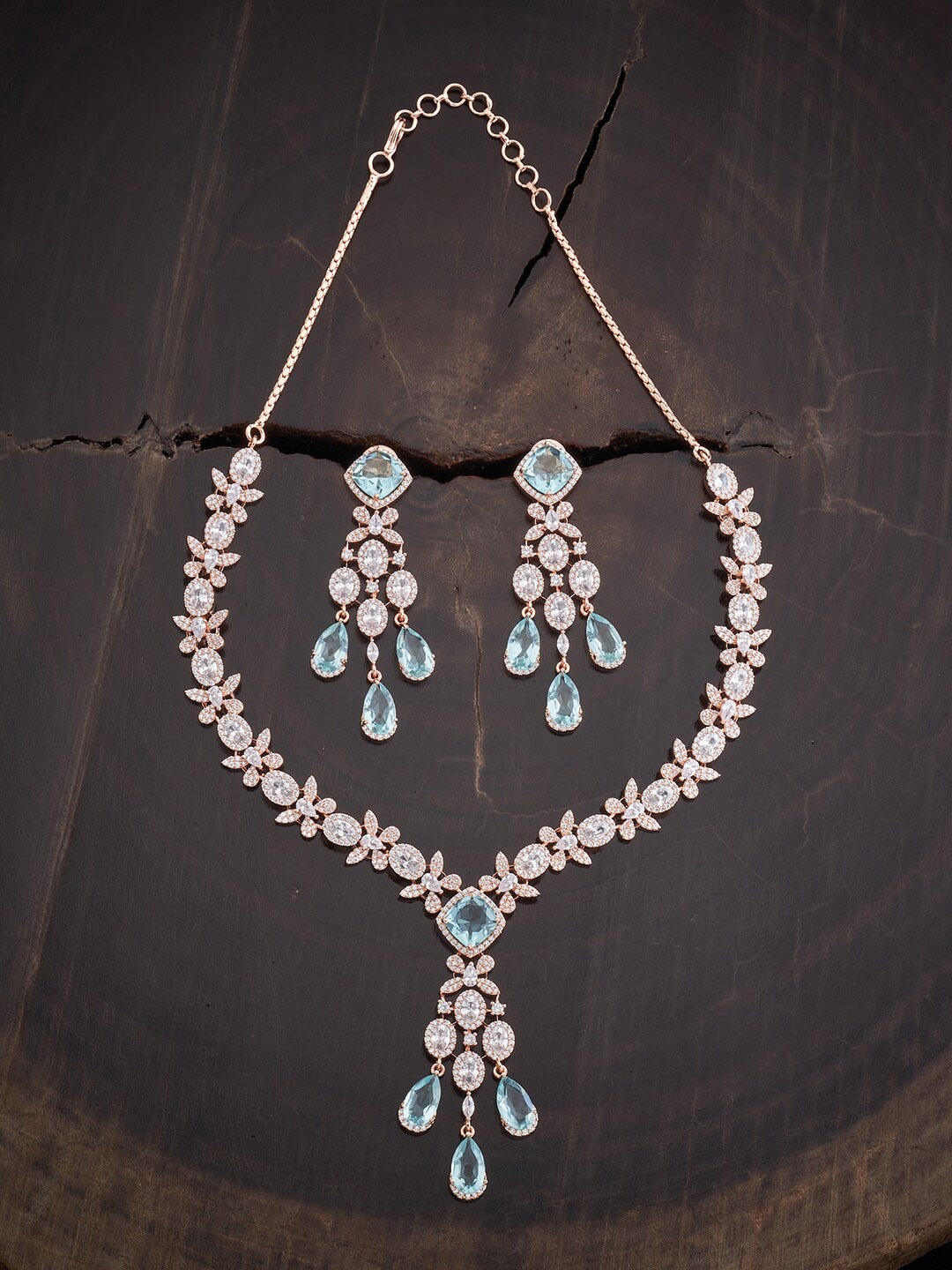 

Kushal's Fashion Jewellery Rose Gold-Plated CZ Studded Jewellery Set
