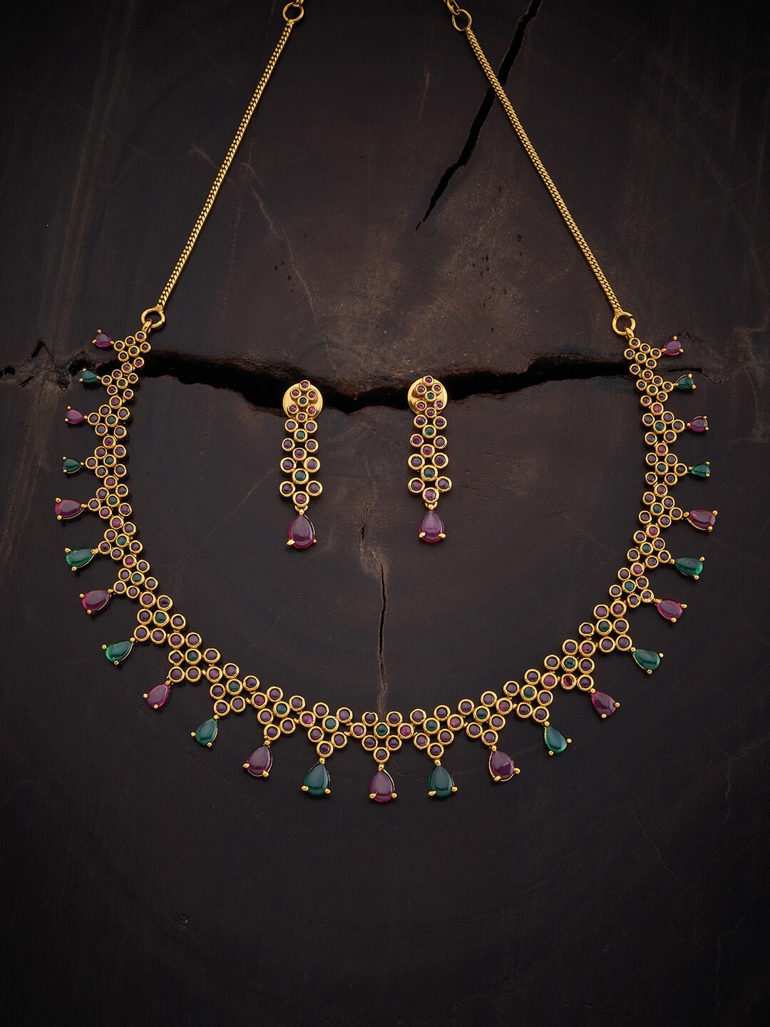 

Kushal's Fashion Jewellery Stones-Studded & Beaded Jewellery Set, Red