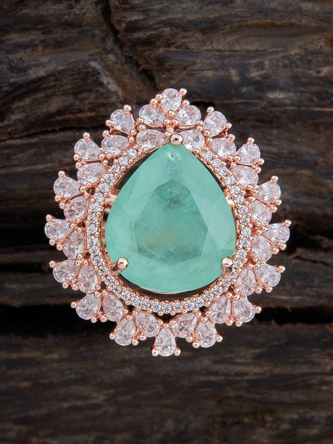

Kushal's Fashion Jewellery Rose Gold-Plated Cubic Zirconia-Studded Finger Ring