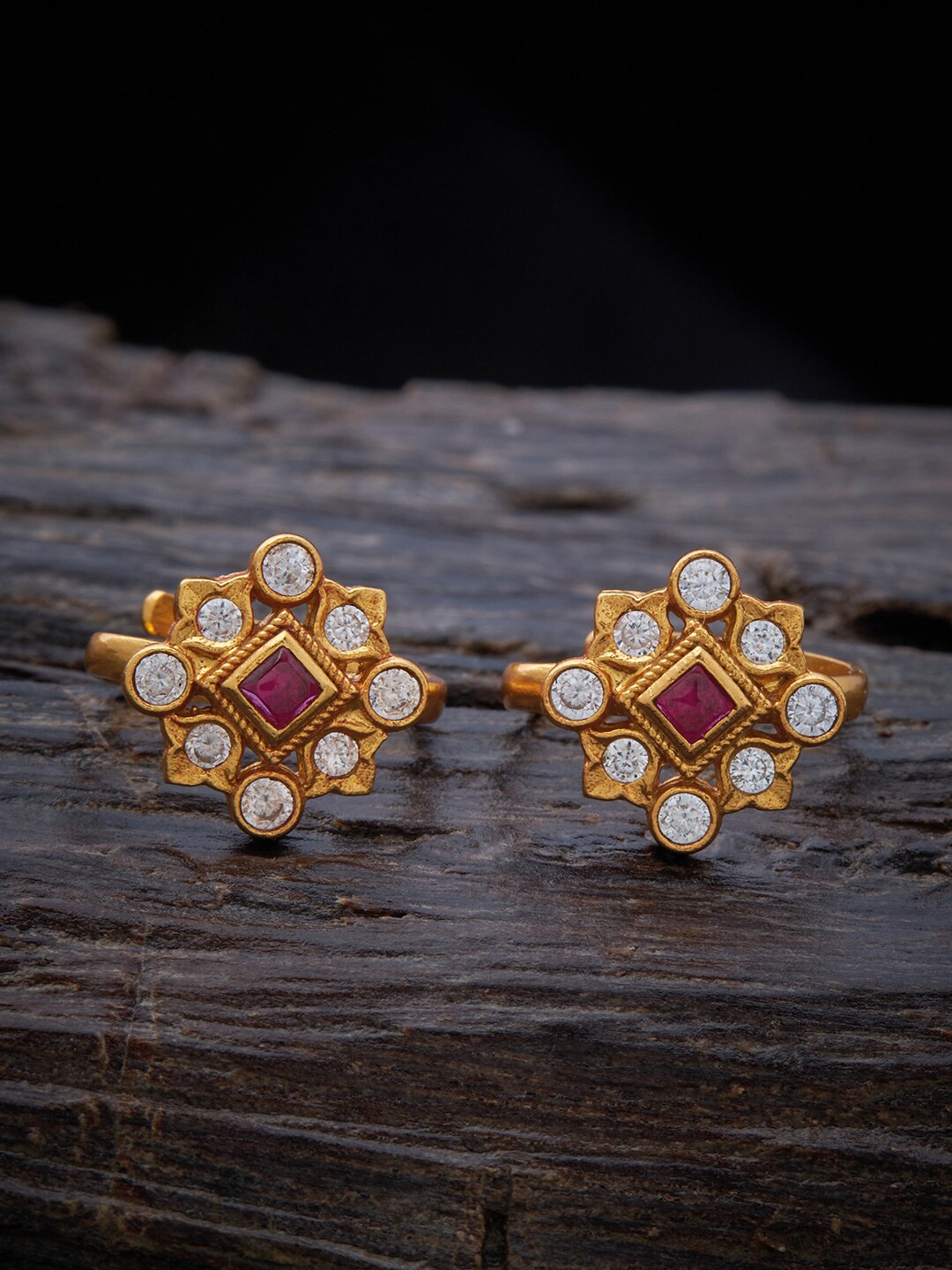 

Kushal's Fashion Jewellery Ruby 92.5 Pure Silver Toe Ring with Spinal Stones, Red