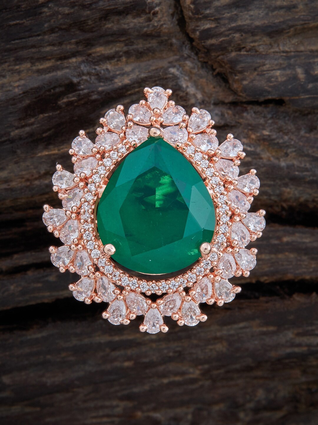 

Kushal's Fashion Jewellery Rose Gold-Plated Cubic Zirconia-Studded Finger Ring