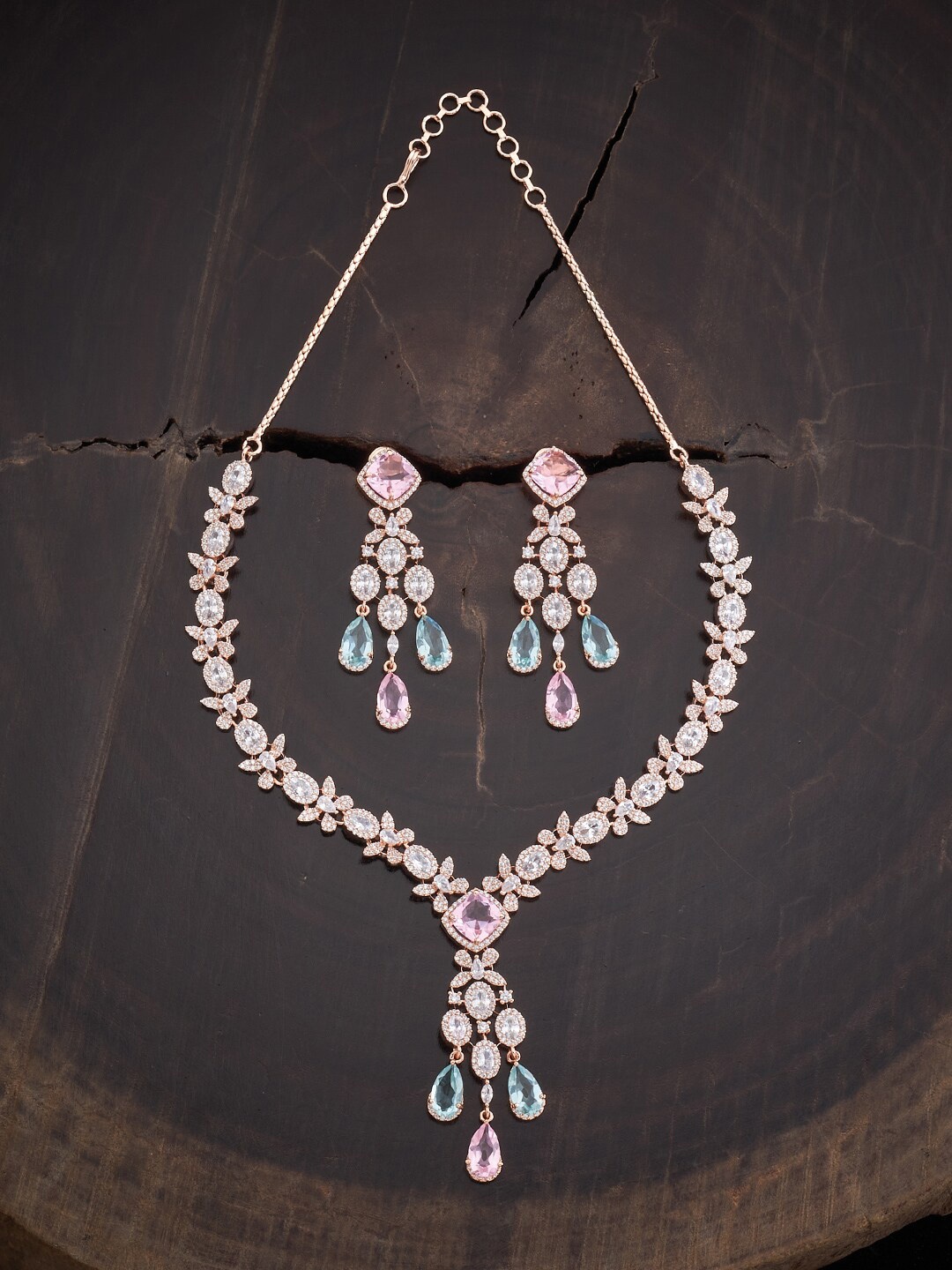 

Kushal's Fashion Jewellery Rose Gold-Plated & CZ Studded Jewellery Set