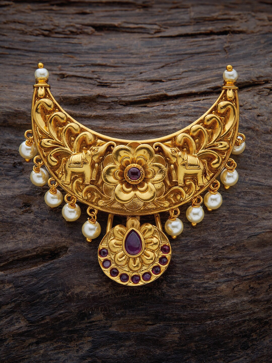 

Kushal's Fashion Jewellery Women Gold-Plated Stone Studded & Beaded Bun Pin, Pink
