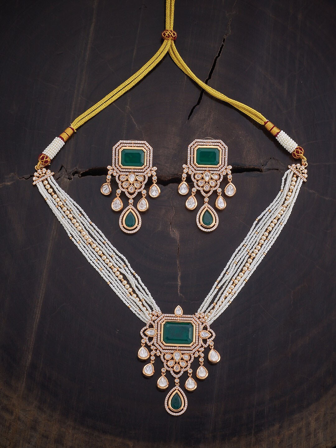 

Kushal's Fashion Jewellery Kundan-Studded & Beaded Jewellery Set, Green