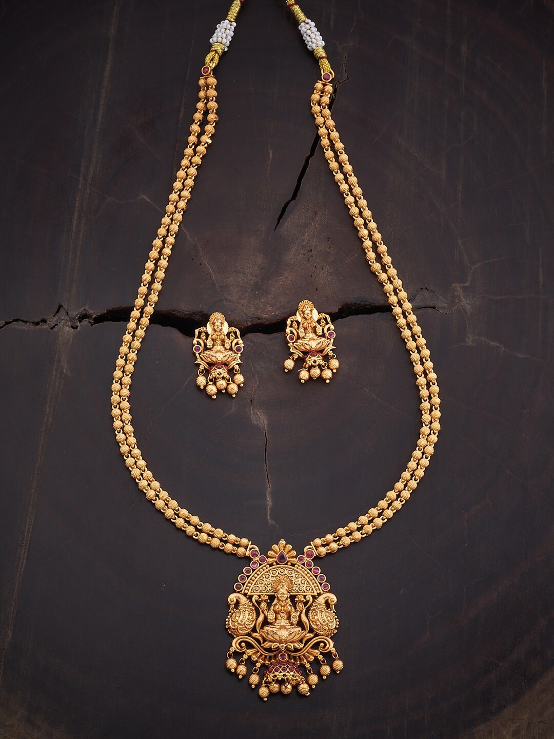 

Kushal's Fashion Jewellery Gold-Plated Kundan-Studded Antique Jewellery Set