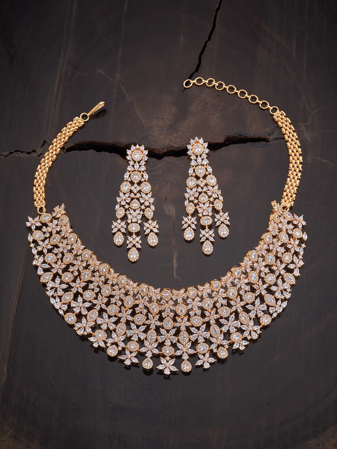 

Kushal's Fashion Jewellery Gold-Plated CZ-Studded Jewellery Set, White