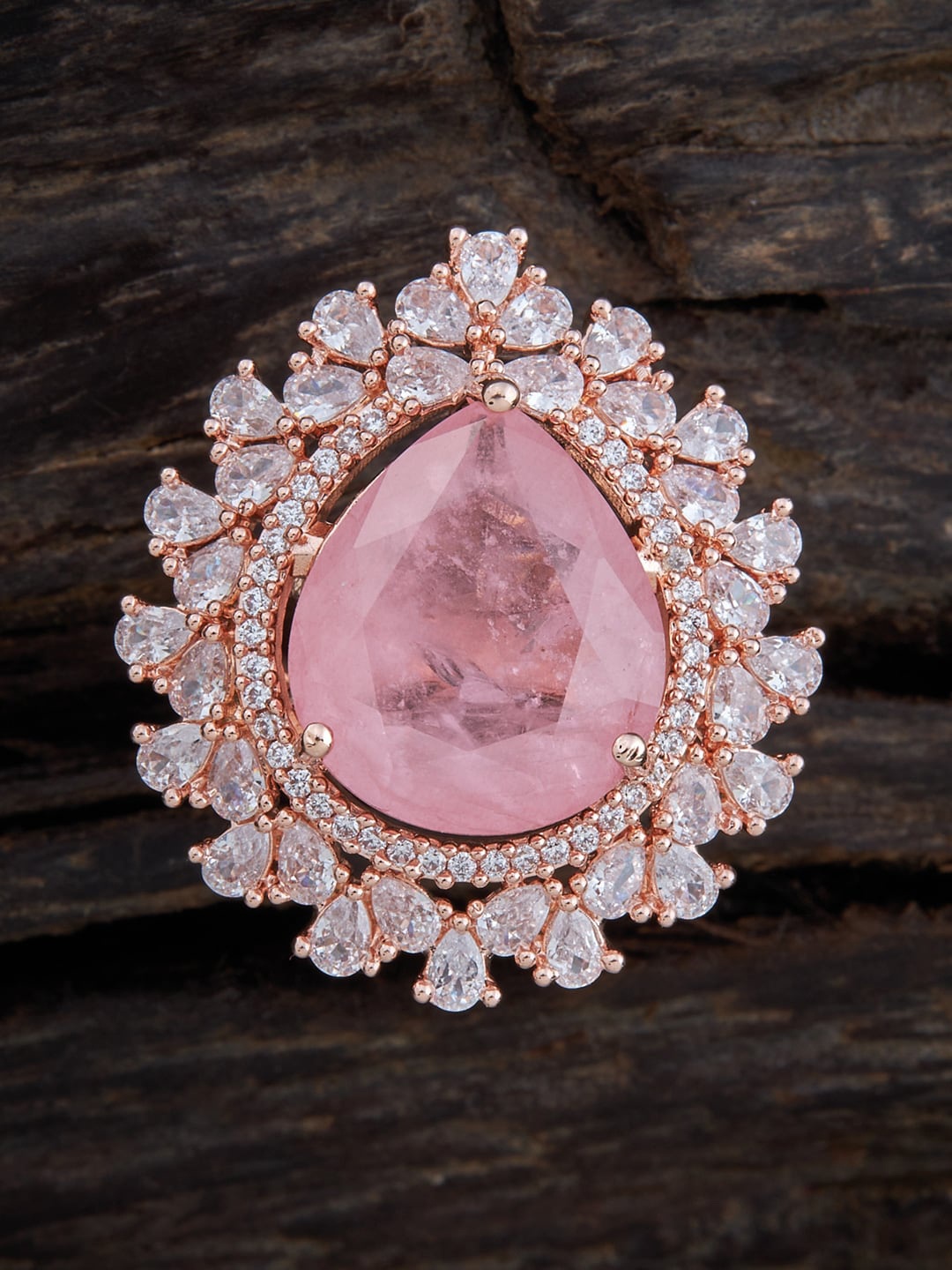 

Kushal's Fashion Jewellery Rose Gold-Plated & CZ-Studded Finger Ring