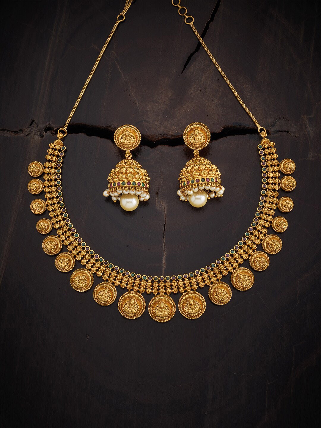 

Kushal's Fashion Jewellery Stones-Studded & Beaded Antique Jewellery Set, Red