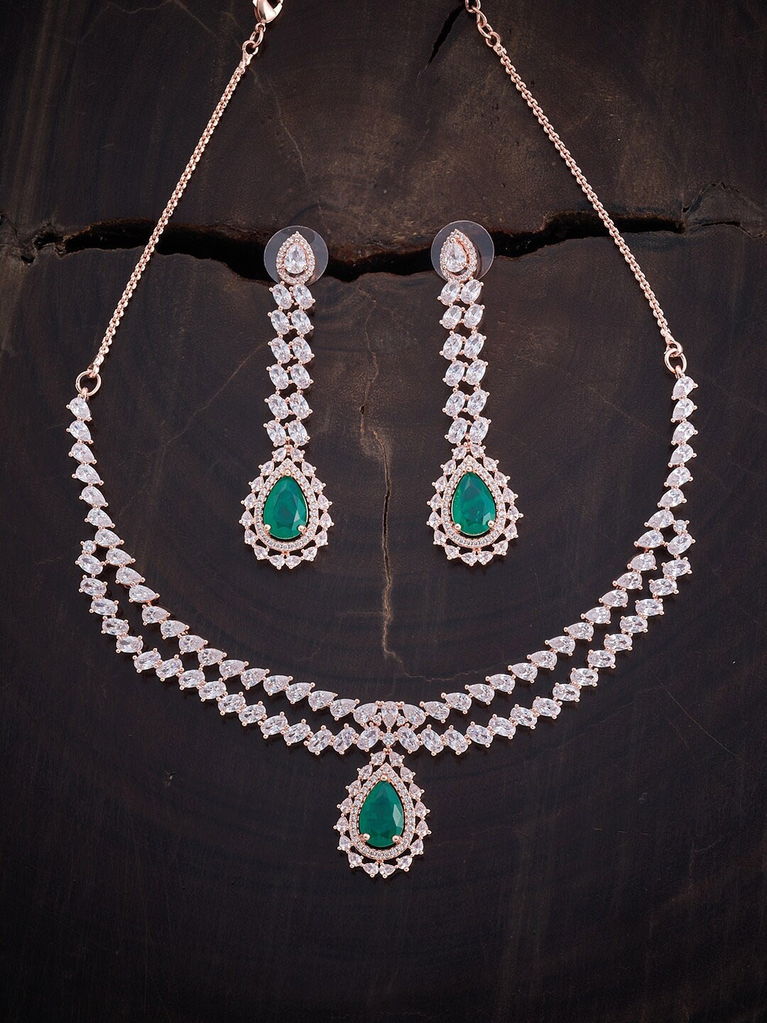 

Kushal's Fashion Jewellery Rose Gold-Plated CZ-Studded & Beaded Jewellery Set