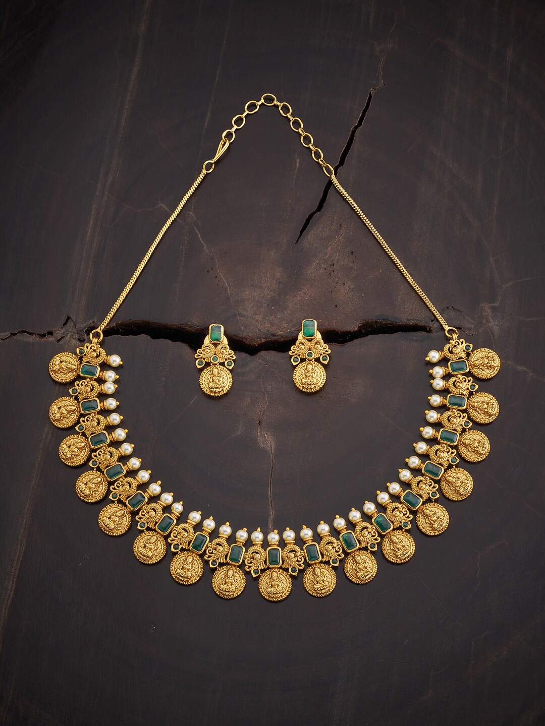 

Kushal's Fashion Jewellery Stone-Studded & Beaded Antique Design Jewellery Set, Green