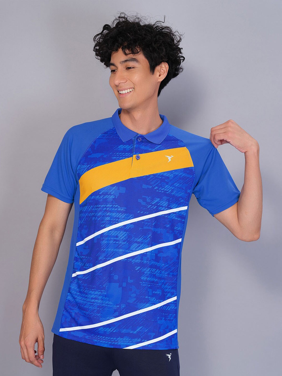 

Technosport Men Striped Antimicrobial Polo T-shirt, Blue