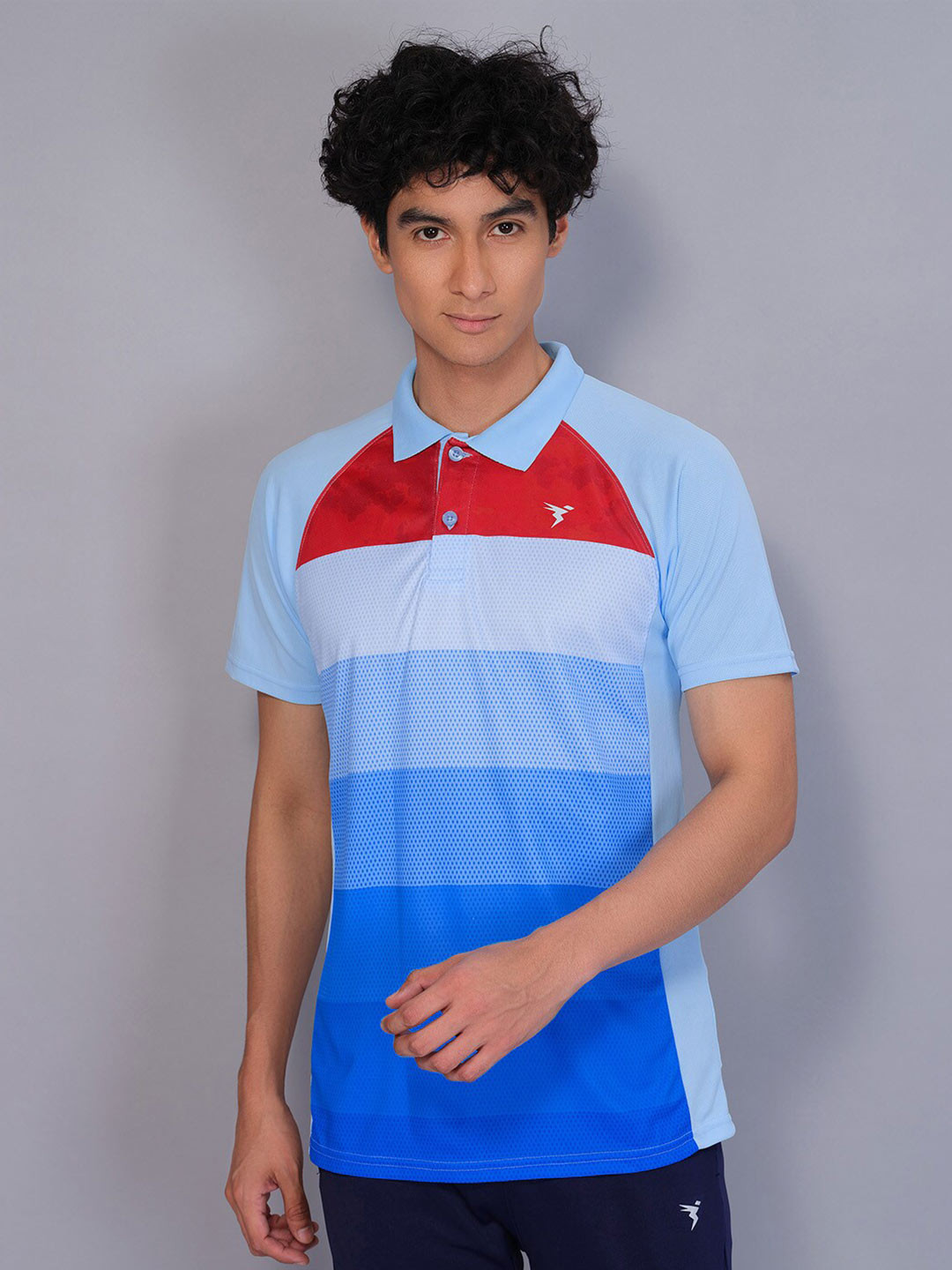 

Technosport Digital Printed Polo Collar Antimicrobial Training T-shirt, Blue