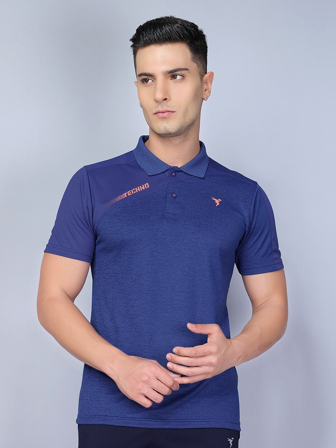 

Technosport Men Polo Collar Antimicrobial Training T-shirt, Blue