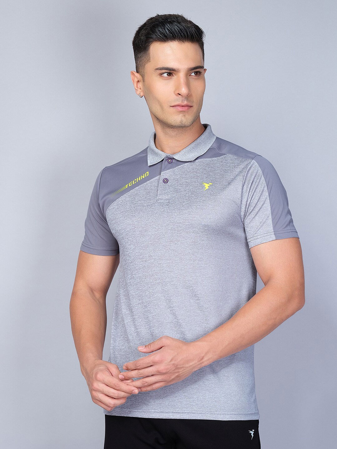 

Technosport Men Polo Collar Antimicrobial Polo T-shirt, Grey